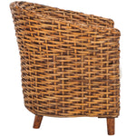 Safavieh Omni Rattan Barrel Chair , FOX6501 - Honey Dark Brown / White