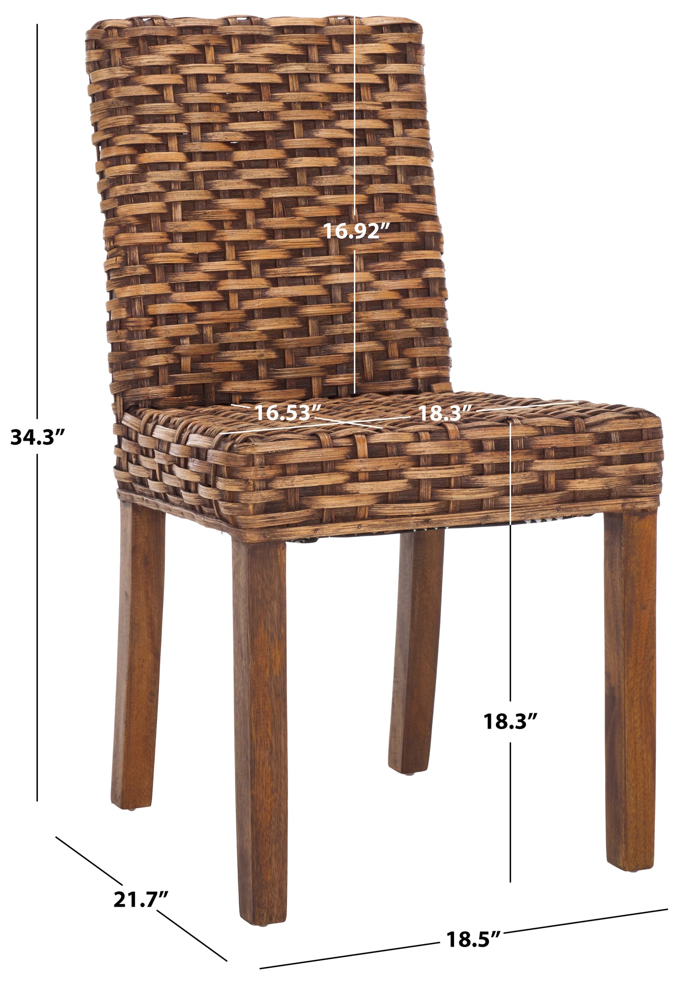 Safavieh Grove 19''H Rattan Side Chair (Set of 2), FOX6522 - Brown