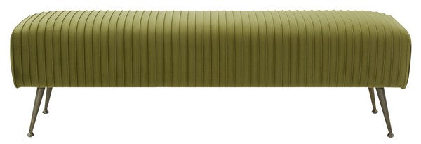 Safavieh Couture Salome Upholstered Bench - Olive Green / Antique Brass