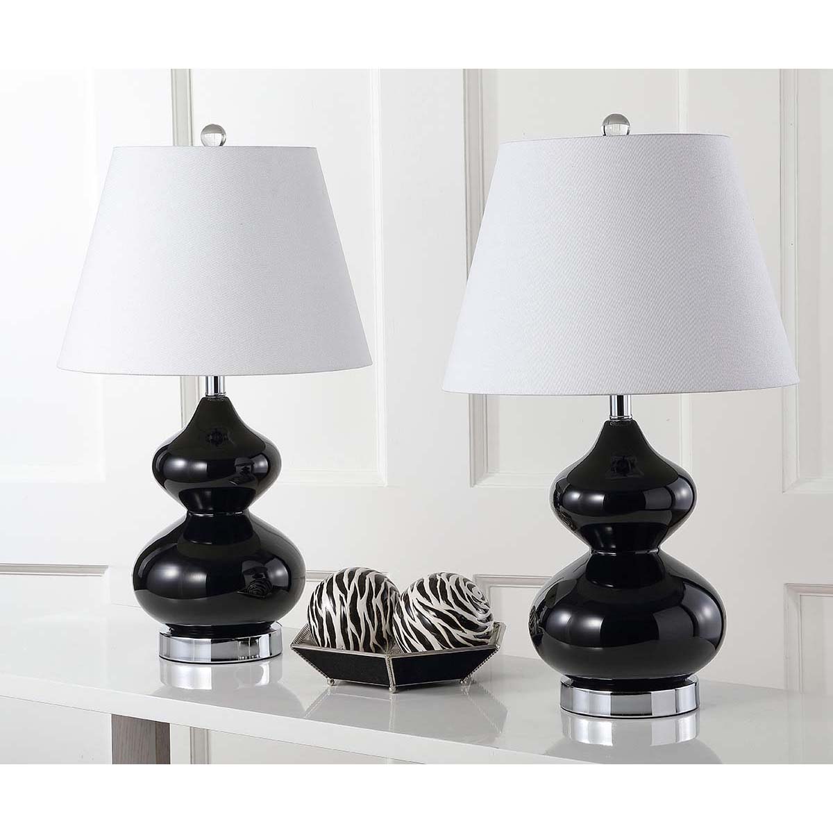 Safavieh Eva 24 Inch H Double Gourd Glass Lamp , LIT4086J - Black (Set of 2)