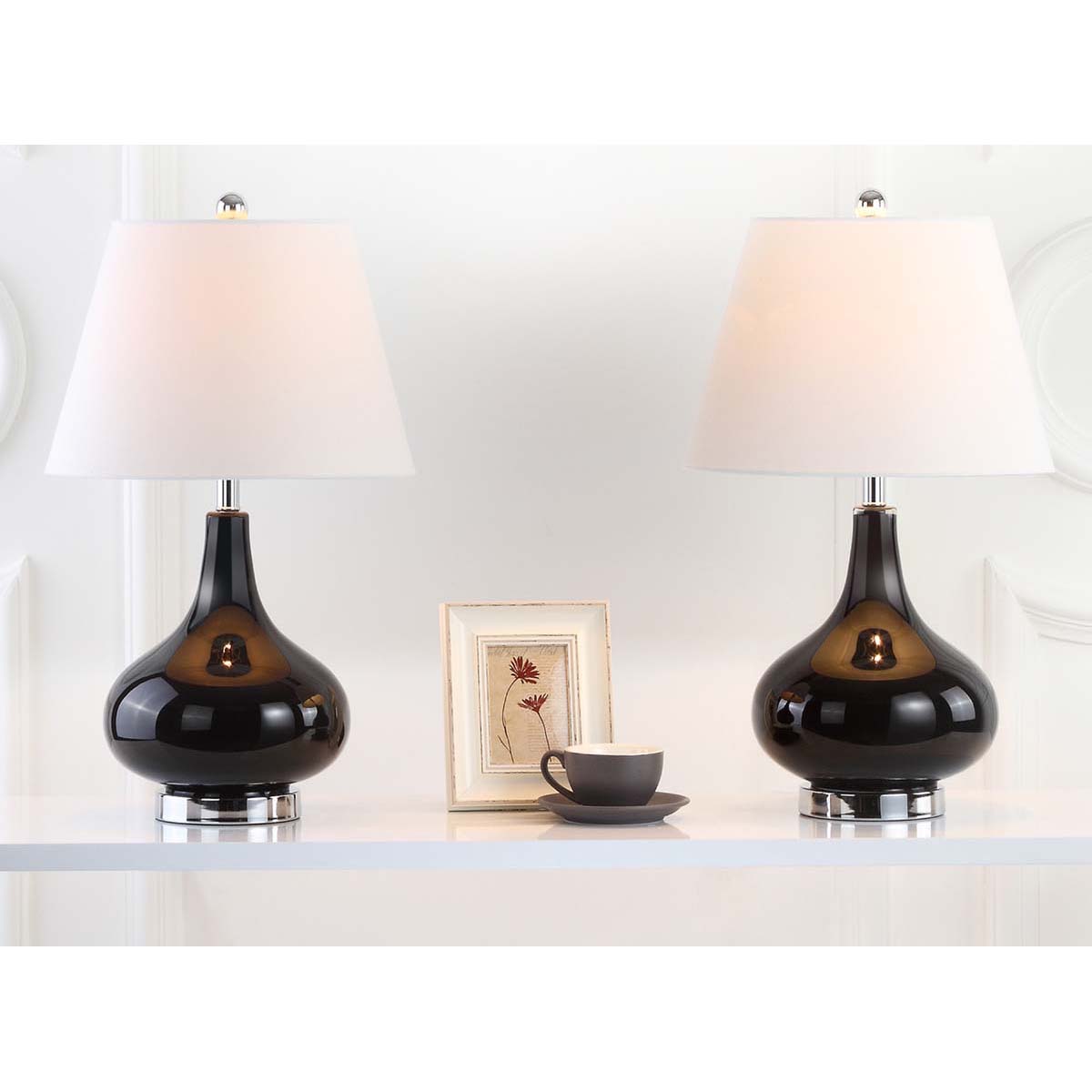 Safavieh Amy 24 Inch H Gourd Glass Lamp, LIT4087J - Black (Set of 2)