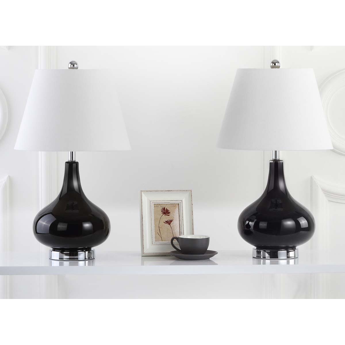 Safavieh Amy 24 Inch H Gourd Glass Lamp, LIT4087J - Black (Set of 2)