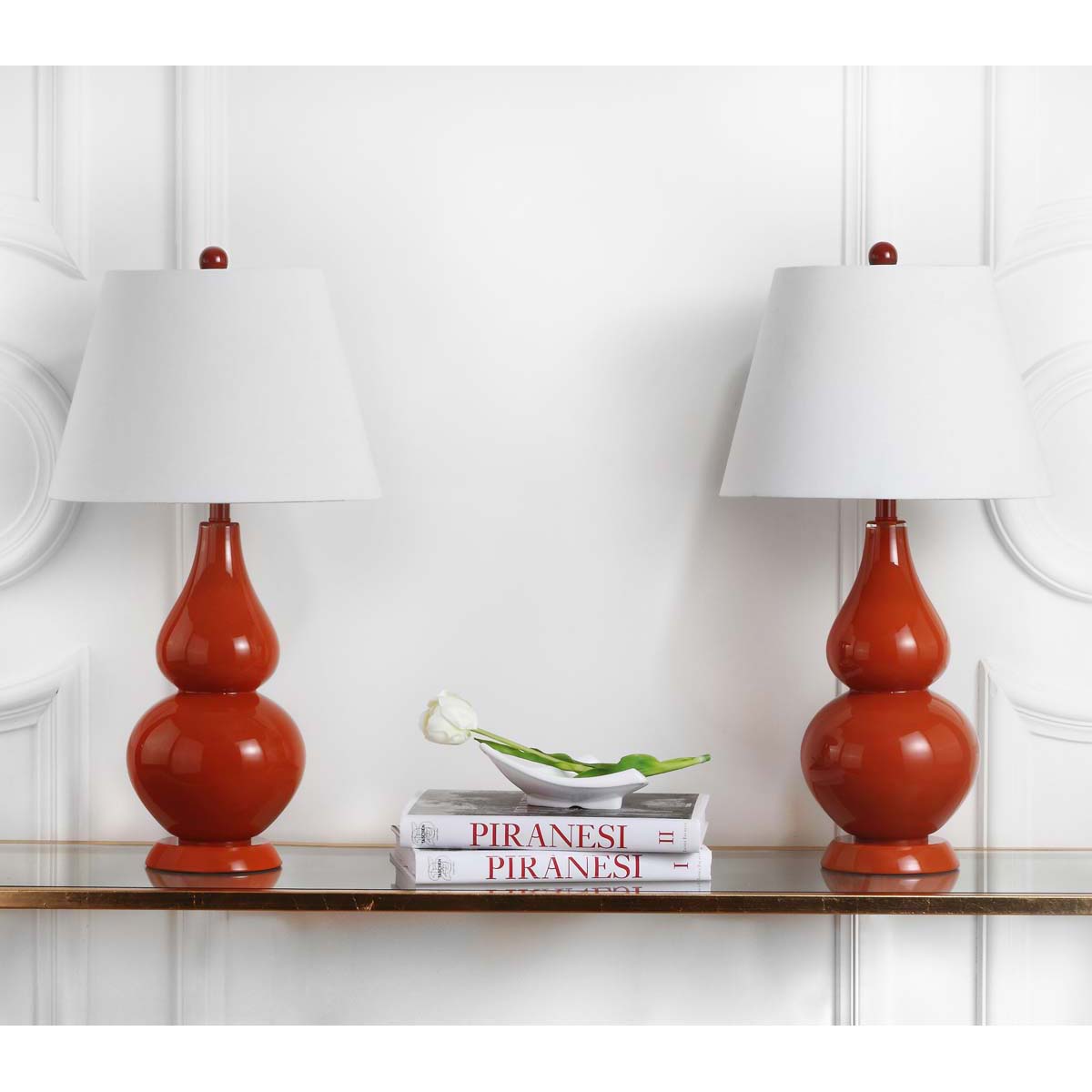 Safavieh Cybil 26 Inch H Double Gourd Lamp , LIT4088 - Orange (Set of 2)