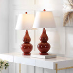 Safavieh Cybil 26 Inch H Double Gourd Lamp , LIT4088 - Red (Set of 2)