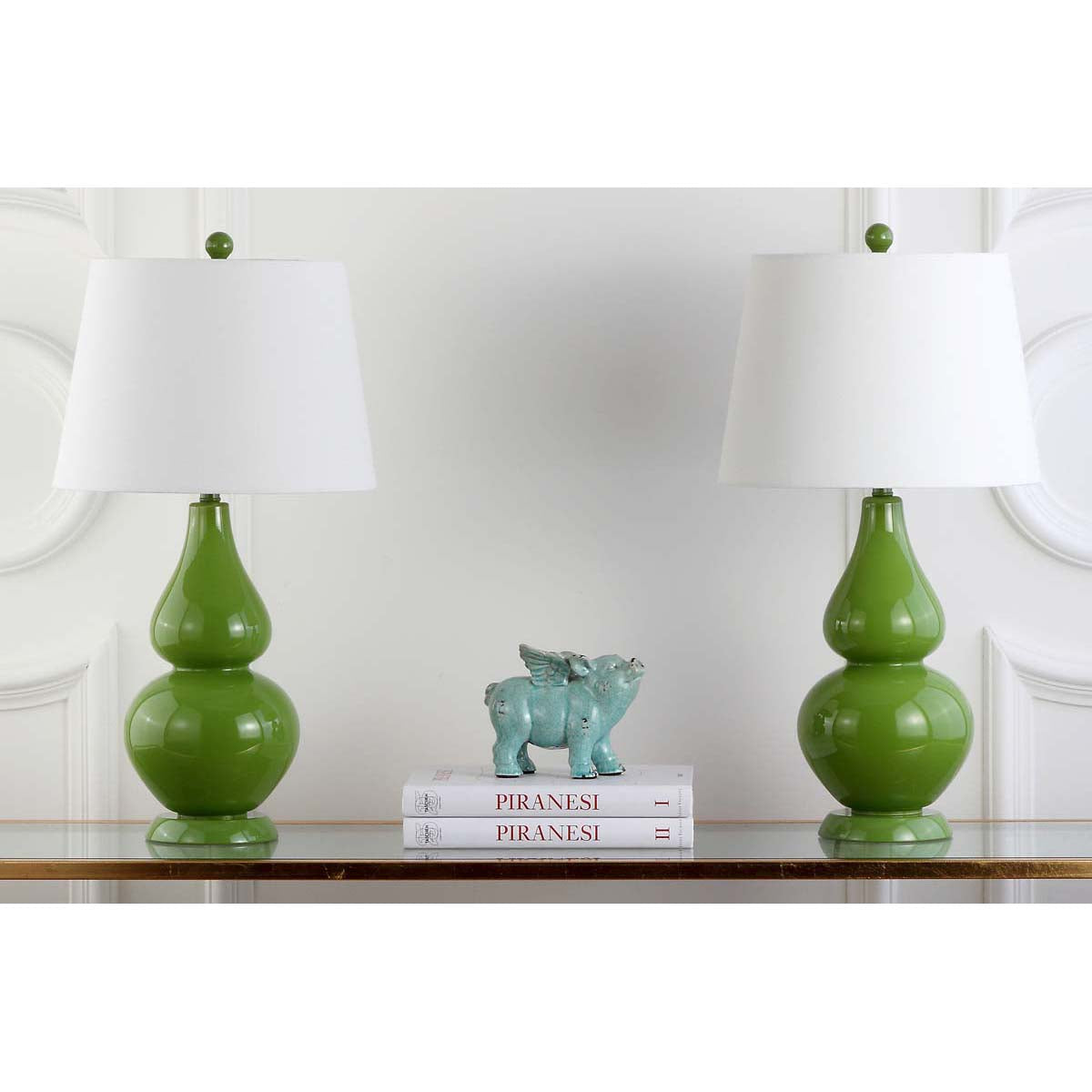 Safavieh Cybil 26 Inch H Double Gourd Lamp , LIT4088 - Green (Set of 2)