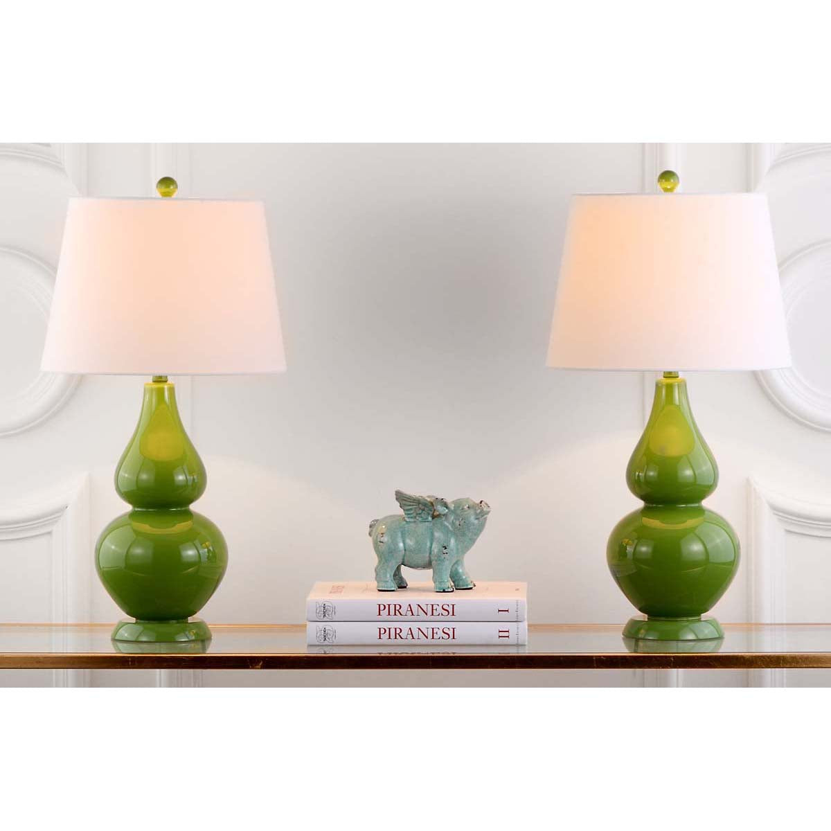 Safavieh Cybil 26 Inch H Double Gourd Lamp , LIT4088 - Green (Set of 2)