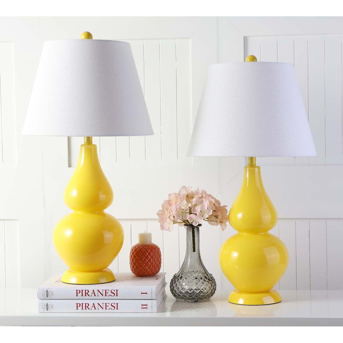 Safavieh Cybil 26 Inch H Double Gourd Lamp , LIT4088 - Yellow (Set of 2)