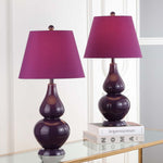 Safavieh Cybil 26 Inch H Double Gourd Lamp , LIT4088 - Dark Purple (Set of 2)