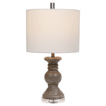 Home Decor Ceramic Table Lamp - Metallic Stone Gray With Silver Highlights