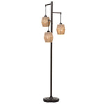 Home Decor Oil Rubbed Bronze Finish With Gold Highlights Floor Lamp - Three Drum Shaped Shades