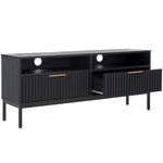 Safavieh Lylia 2 Drawer 2 Shelf Media Stand, MED9622 - Black / Black Legs / Gold Handle