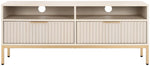 Safavieh Lylia 2 Drawer 2 Shelf Media Stand, MED9622 - Bleached White / Gold Legs / Gold Handle