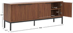 Safavieh Lylia 4 Door Media Stand, MED9623 - Walnut / Black Legs / Black Handle