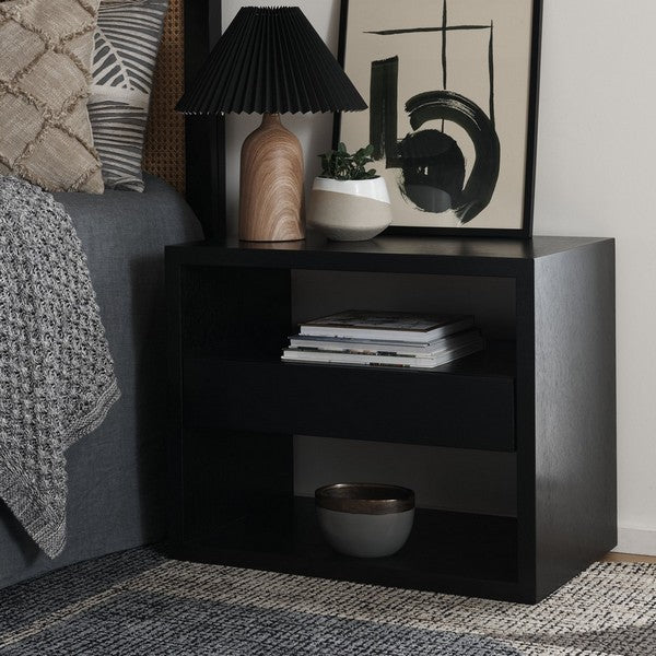 Safavieh Munson 2 Shelf 1 Drawer Nightstand, NST6603 - Black