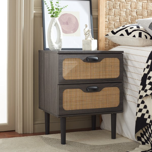 Safavieh Irelia 2 Drawer Nightstand , NST9602 - Distressed Black