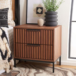 Safavieh Lylia 2 Drawer Nightstand, NST9605 - Walnut / Black