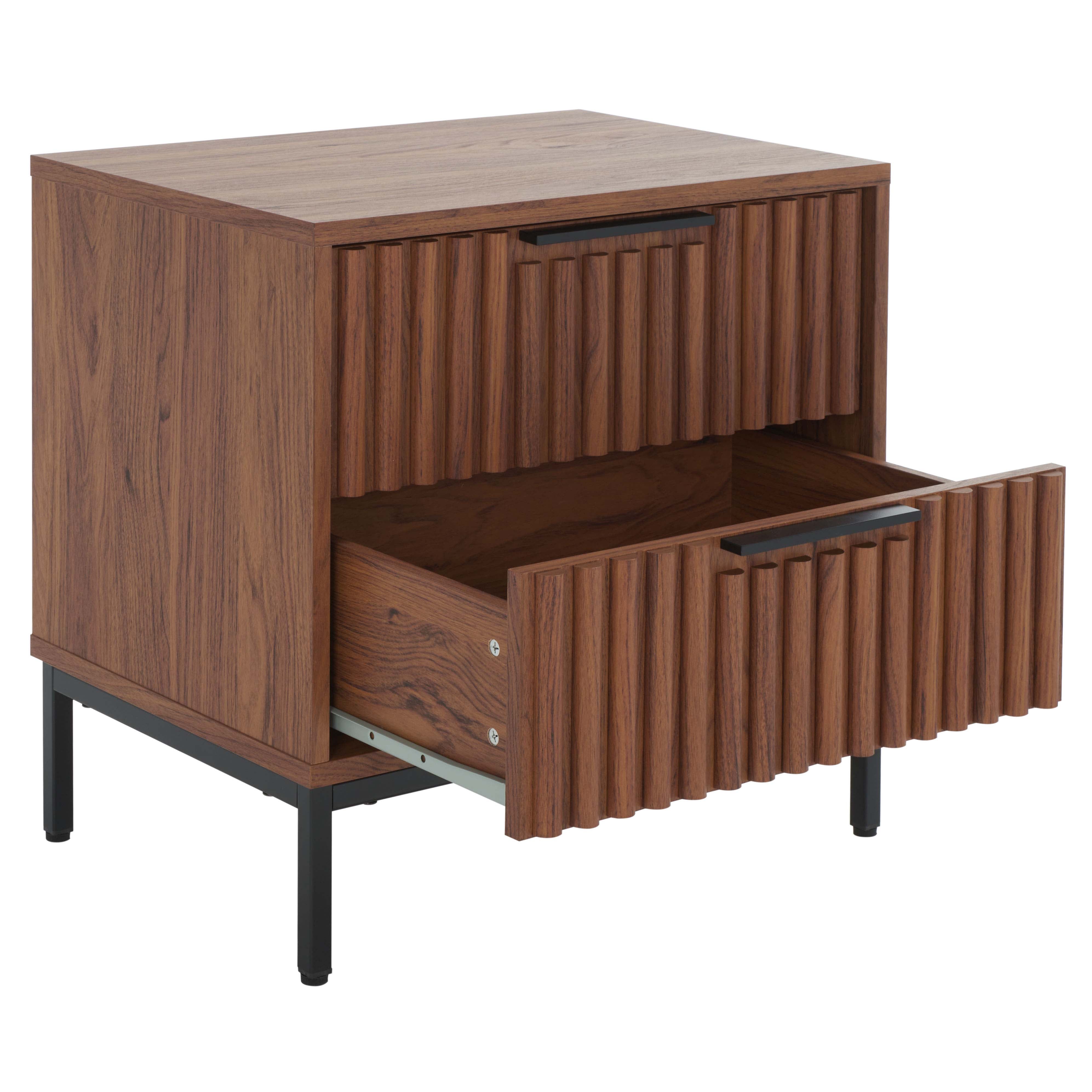 Safavieh Lylia 2 Drawer Nightstand, NST9605 - Walnut / Black