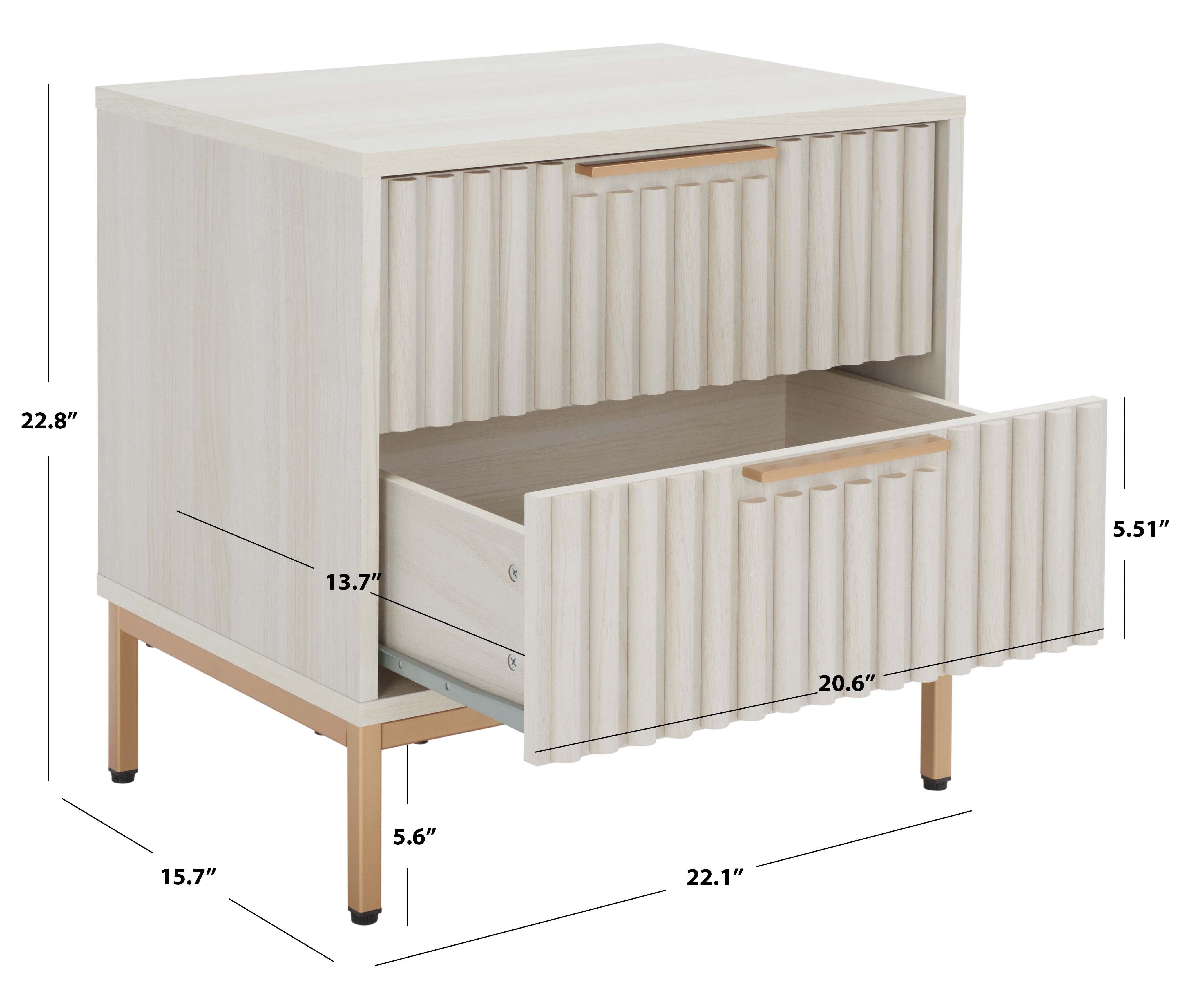 Safavieh Lylia 2 Drawer Nightstand, NST9605 - White / Gold