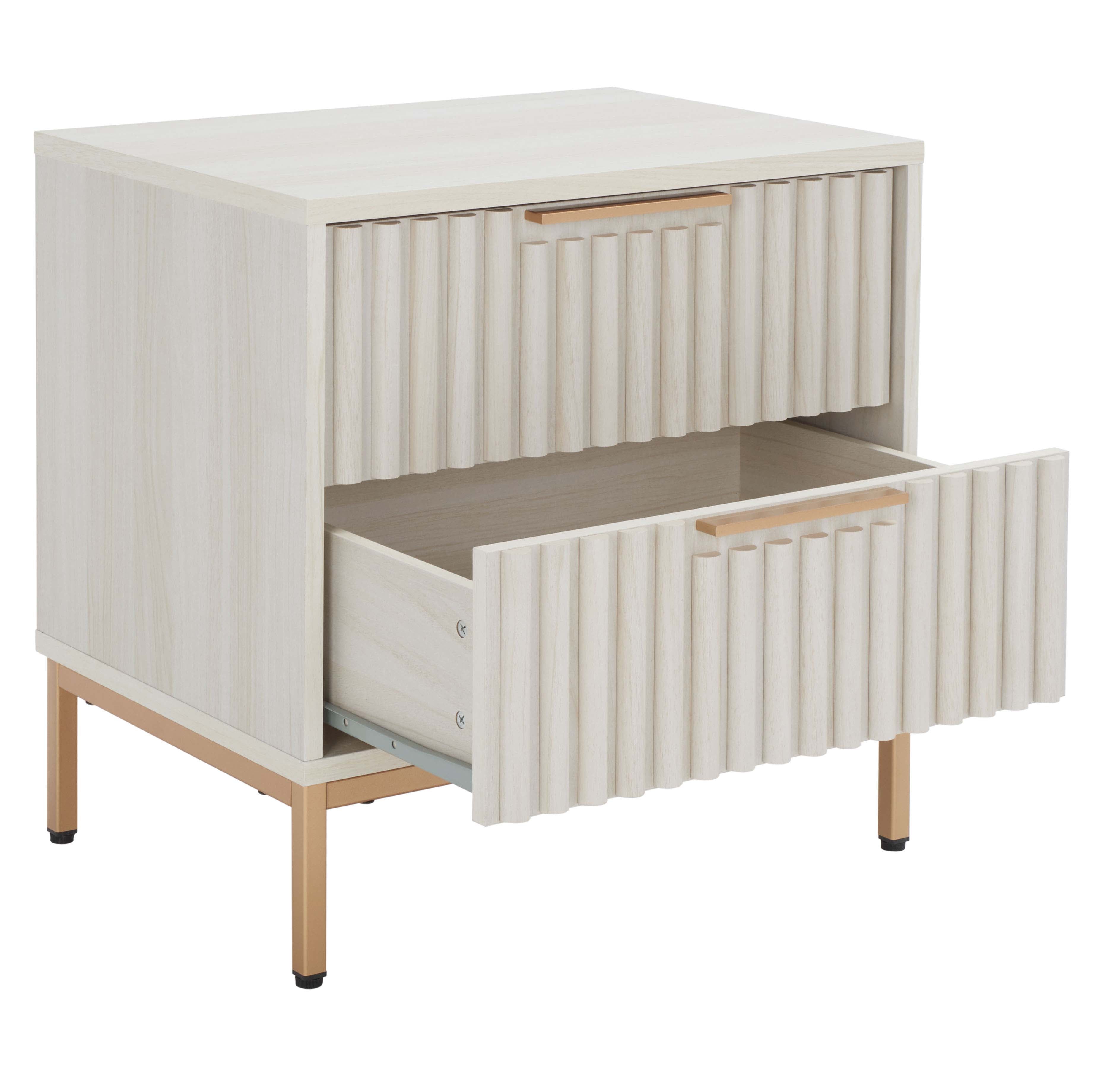 Safavieh Lylia 2 Drawer Nightstand, NST9605 - White / Gold