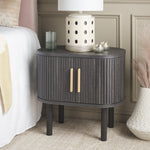 Safavieh Tealla 2 Tambour Door Nightstand, NST9609 - Distressed Black / Gold