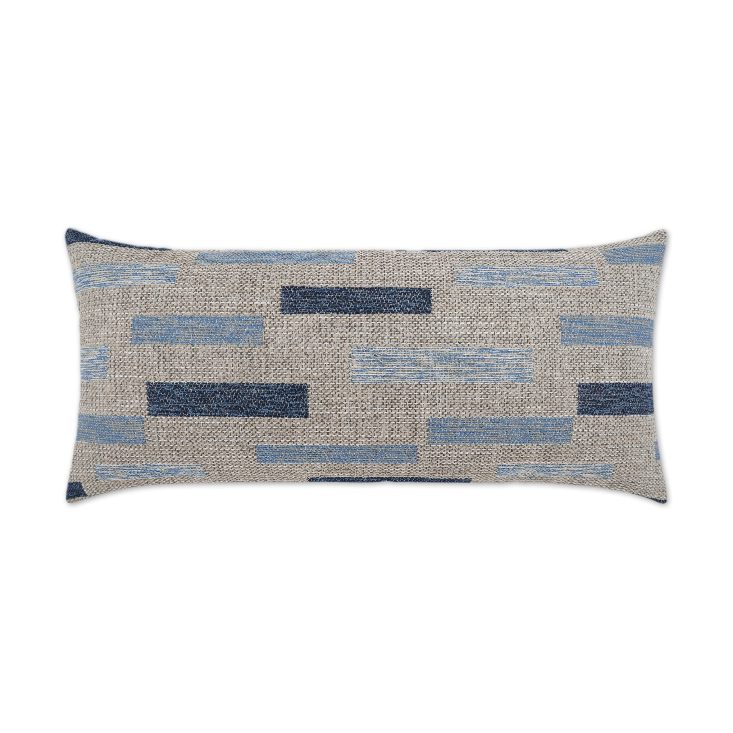 Blockweave Lumbar Outdoor Throw Pillow - Indigo | DV KAP