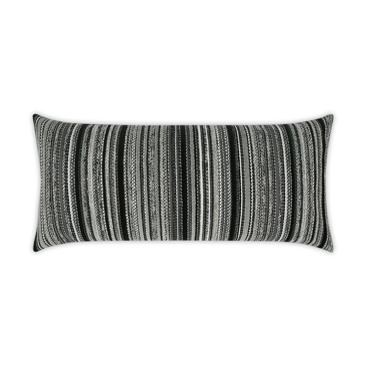 Peerless Stripe Lumbar Outdoor Throw Pillow - Black | DV KAP