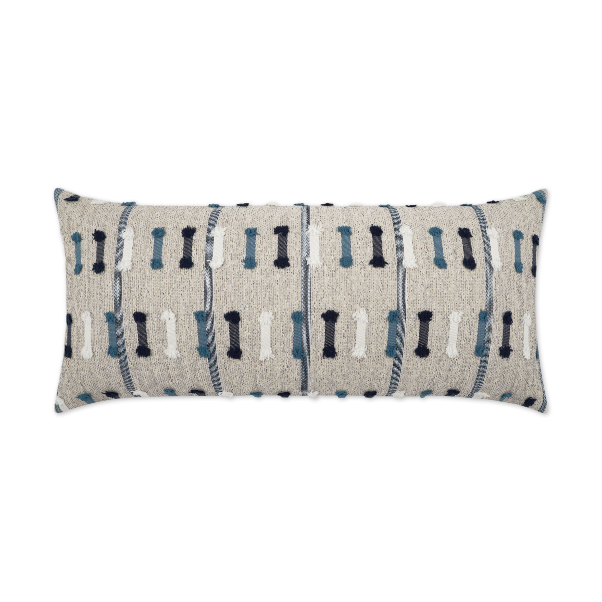 Tassel Stripe Lumbar Outdoor Throw Pillow - Blue | DV KAP