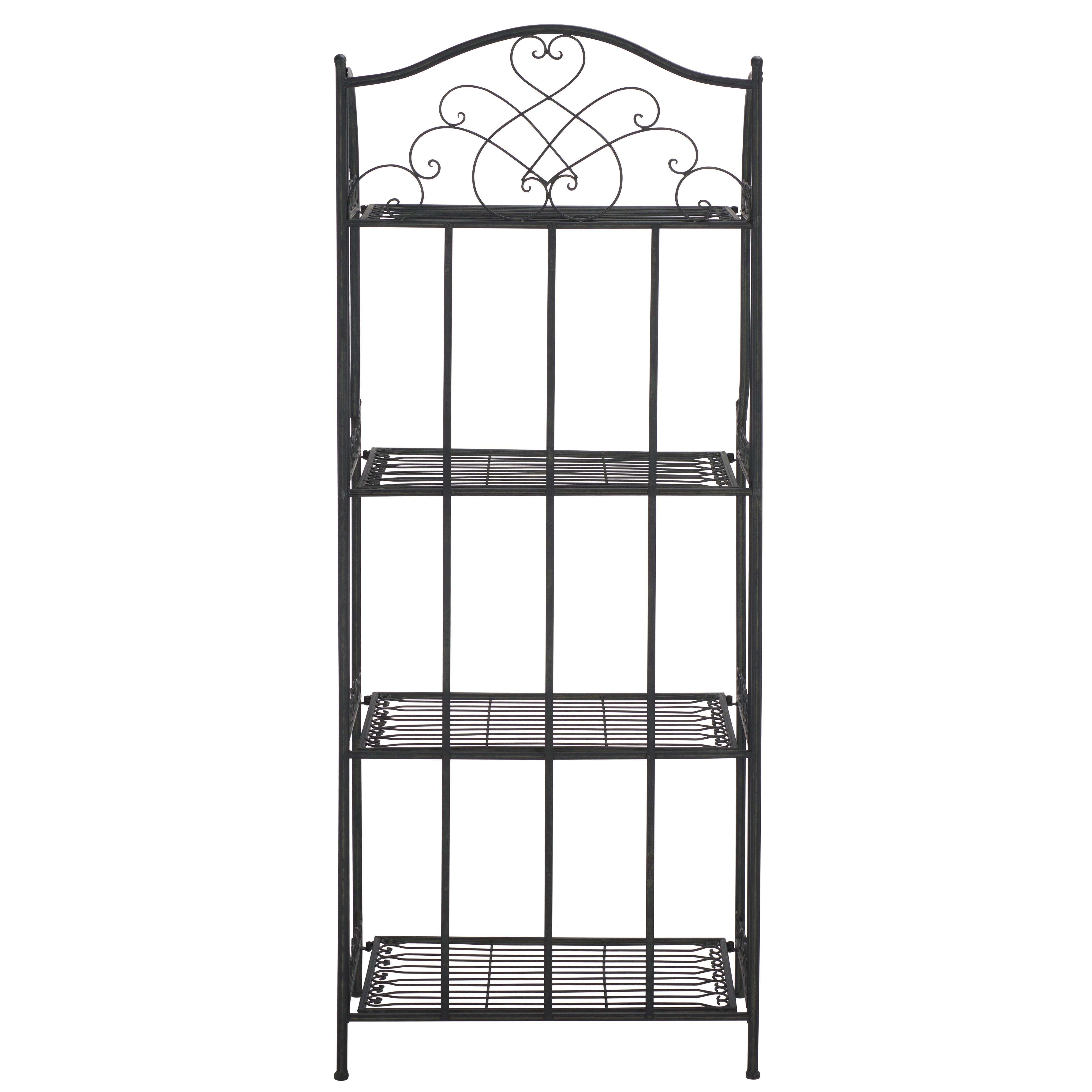 Safavieh Amaris Wrought Iron 4 Tier Outdoor Bakers Rack , PAT5014 - Black