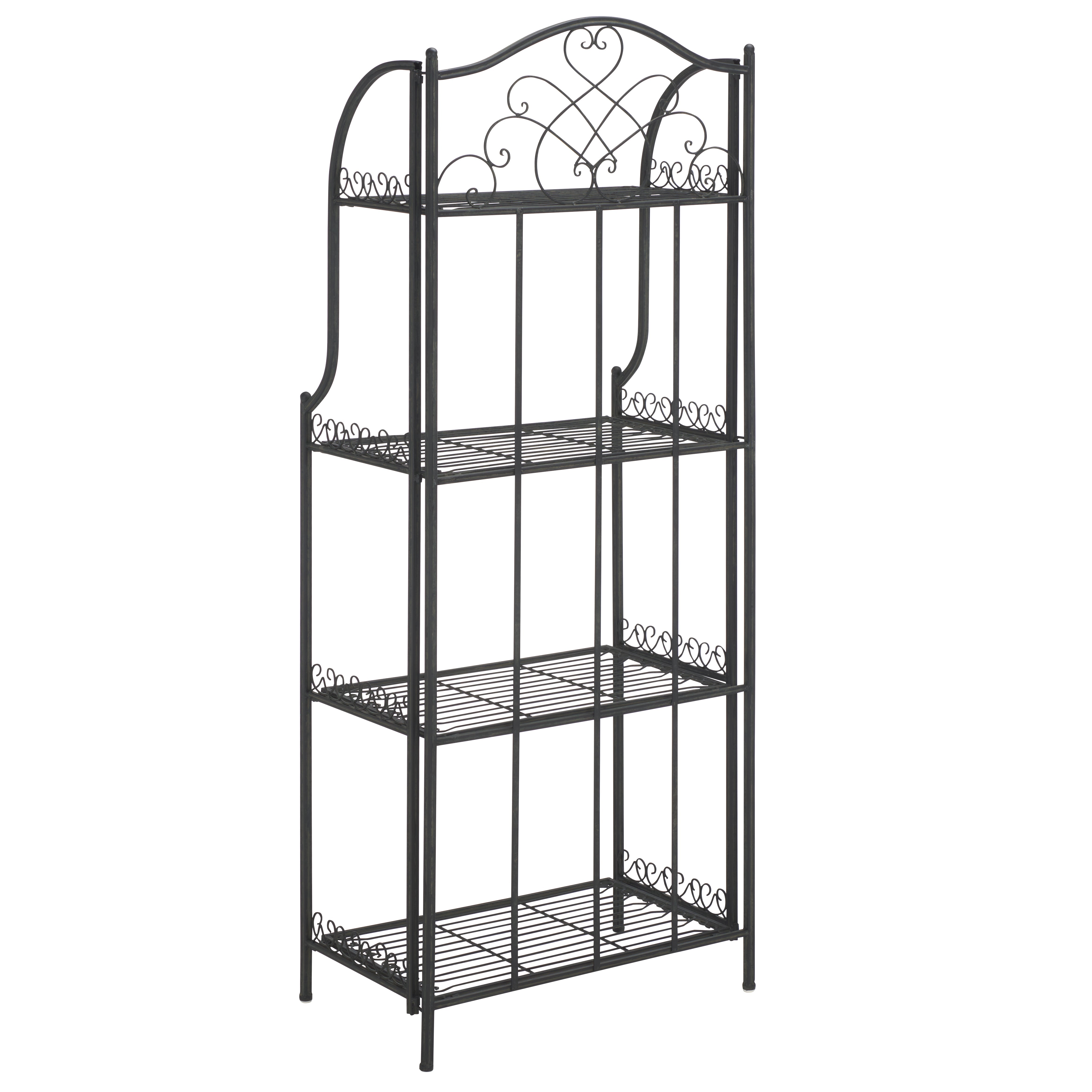 Safavieh Amaris Wrought Iron 4 Tier Outdoor Bakers Rack , PAT5014 - Black