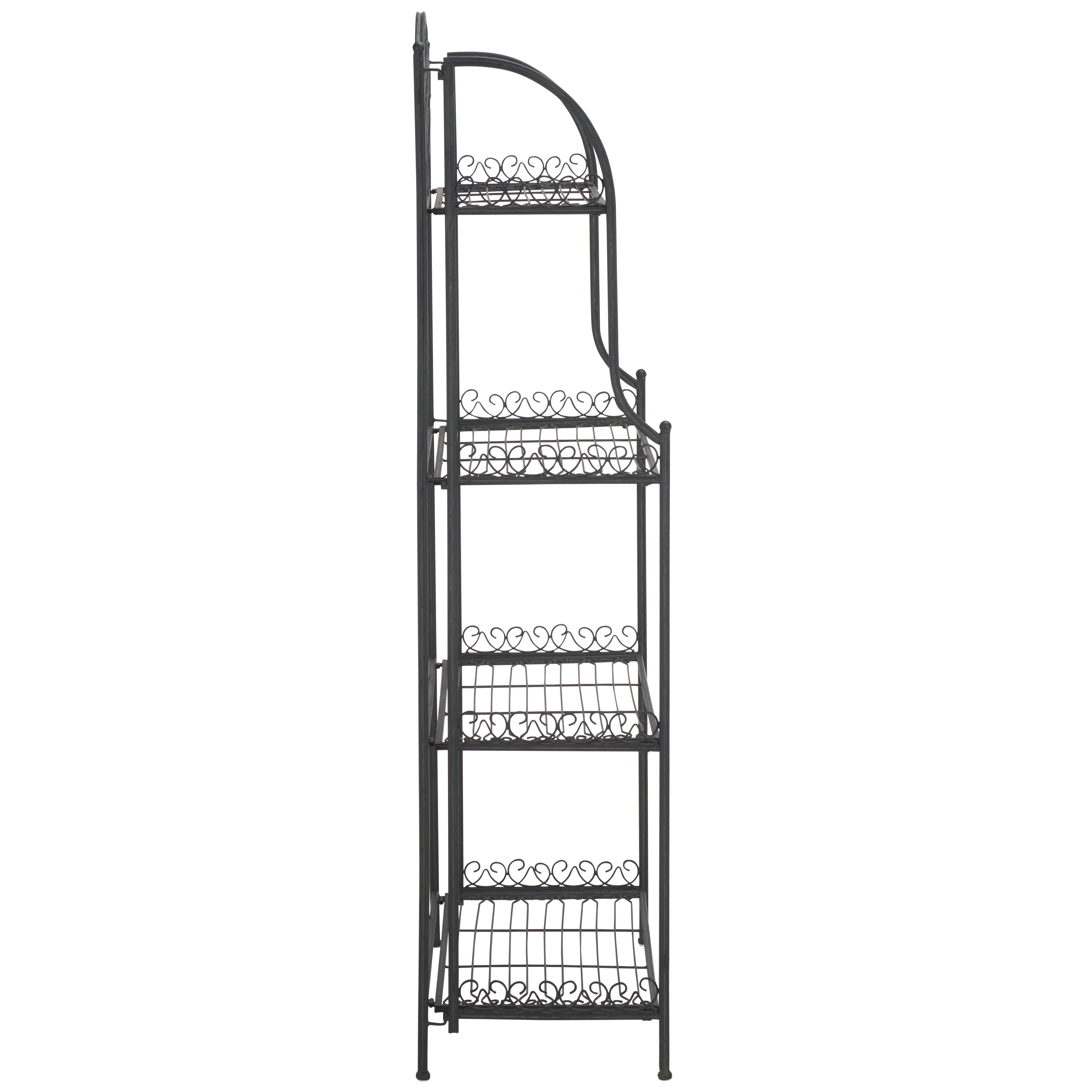 Safavieh Amaris Wrought Iron 4 Tier Outdoor Bakers Rack , PAT5014 - Black