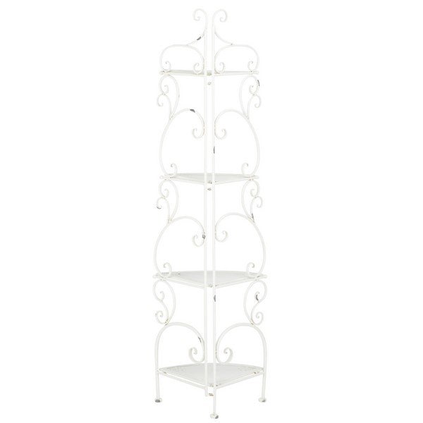 Safavieh Turuca 4 Tier Corner Shelf Unit , PAT5034 - Antique White