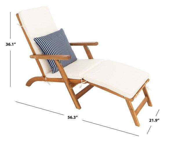 Safavieh Palmdale Lounge Chair, PAT7015 - Natural / Beige / Navy White