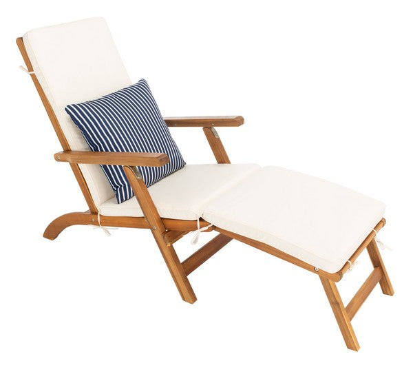 Safavieh Palmdale Lounge Chair, PAT7015 - Natural / Beige / Navy White