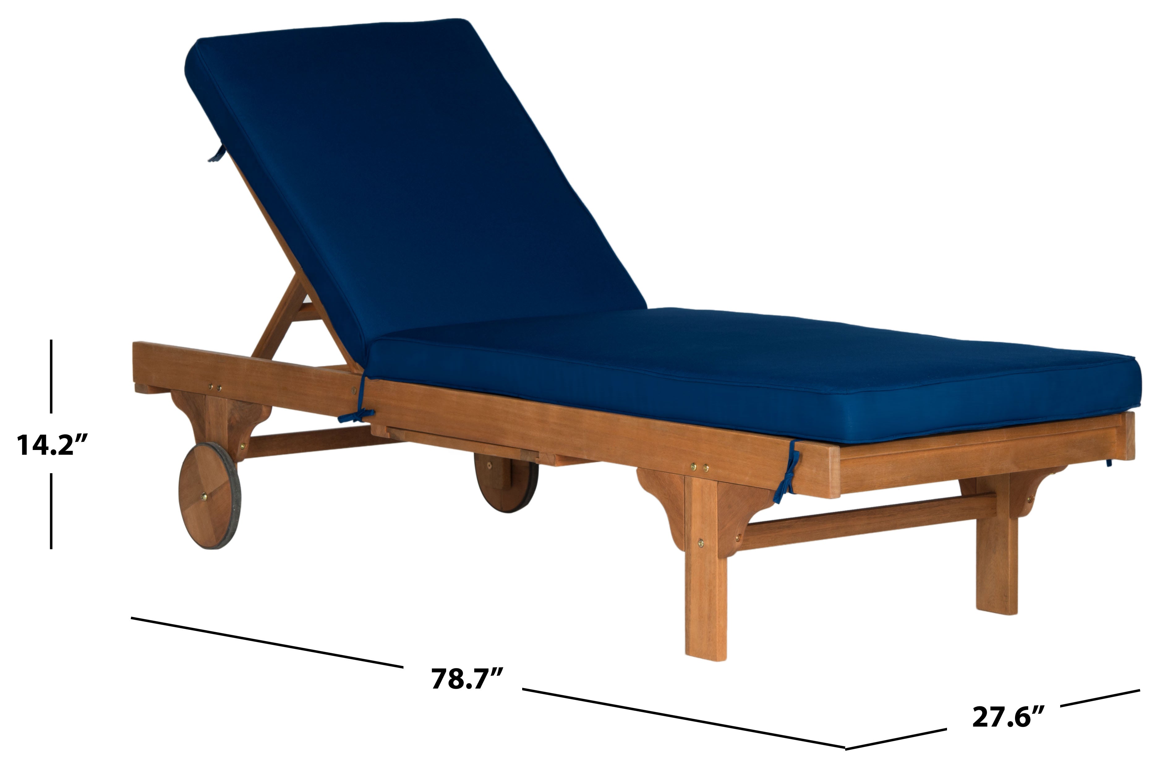 Safavieh Newport Chaise Lounge Chair With Side Table , PAT7022 - Natural/Navy