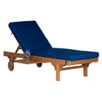 Safavieh Newport Chaise Lounge Chair With Side Table , PAT7022 - Natural/Navy