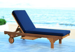 Safavieh Newport Chaise Lounge Chair With Side Table , PAT7022 - Natural/Navy