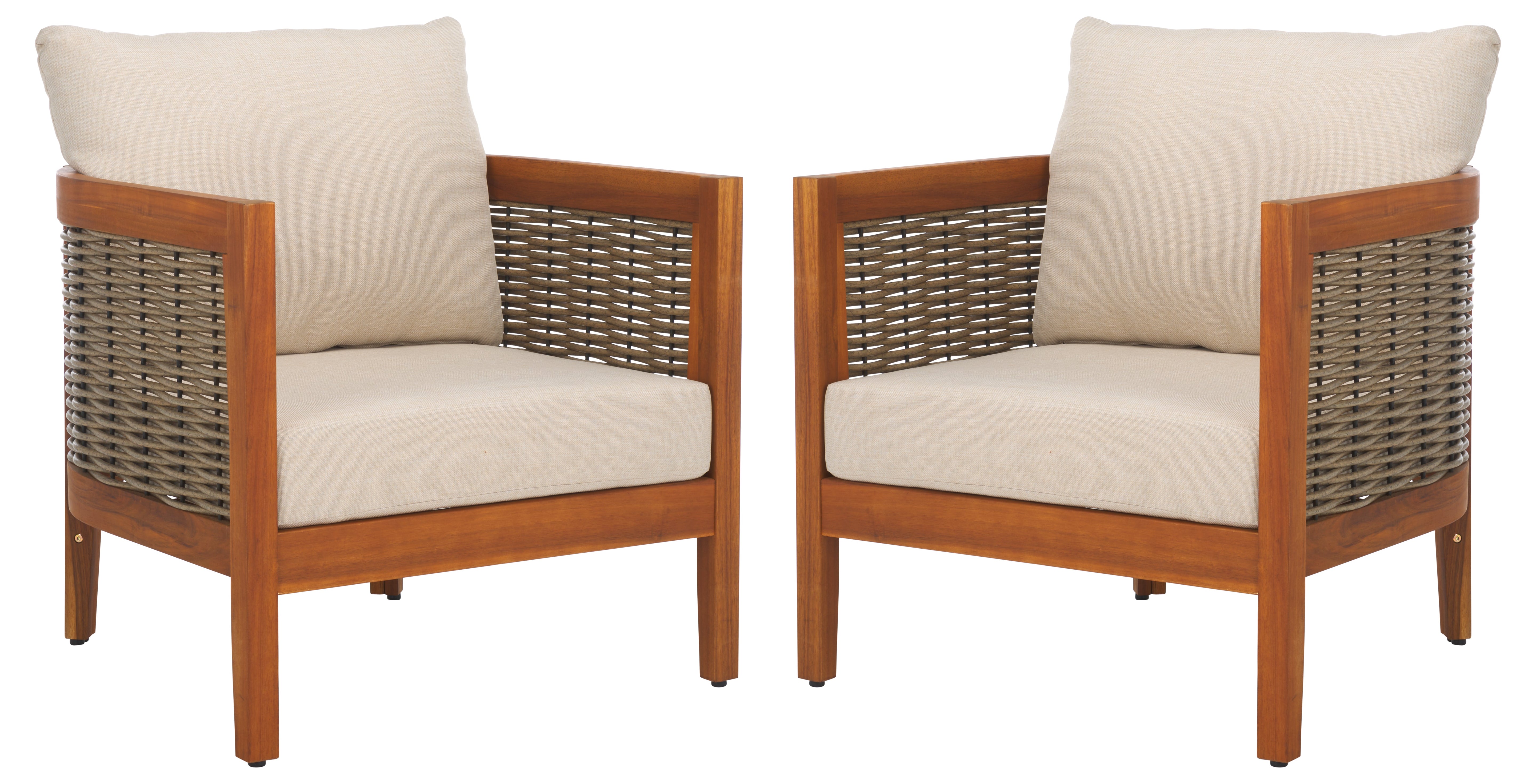 Safavieh Amanda Chair (Set of 2), PAT7089 - Natural / Taupe