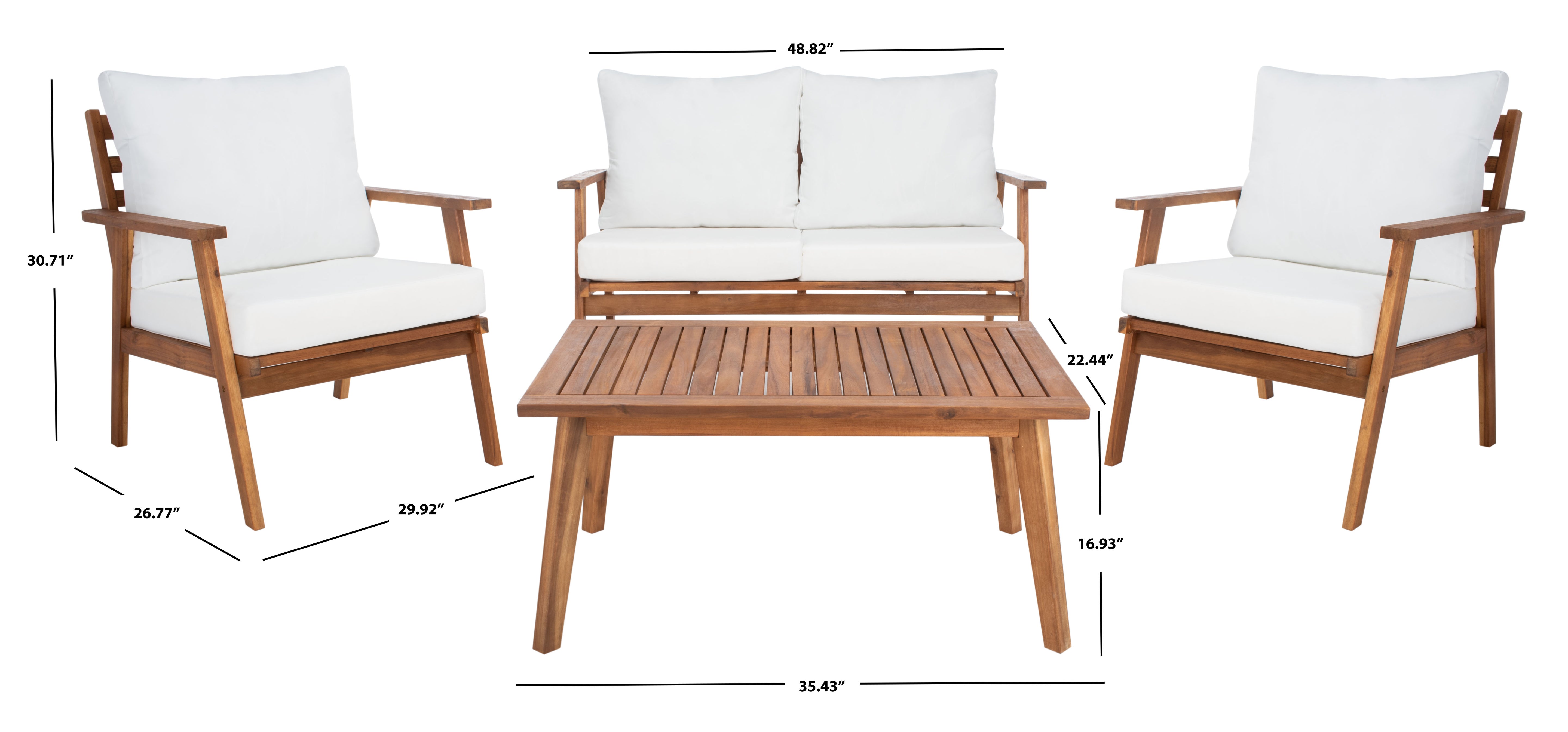 Safavieh Castalia 4 Piece Outdoor Living Set , PAT7305 - Natural / Beige