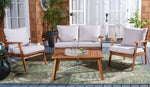 Safavieh Castalia 4 Piece Outdoor Living Set , PAT7305 - Natural / Light Grey