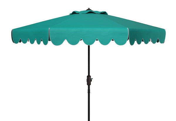 Safavieh Venice Single Scallop 9Ft Crank Outdoor Push Button Tilt Umbrella , PAT8010 - Hunter Green