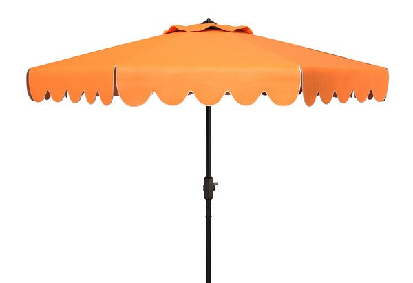 Safavieh Venice Single Scallop 9Ft Crank Outdoor Push Button Tilt Umbrella , PAT8010 - Orange