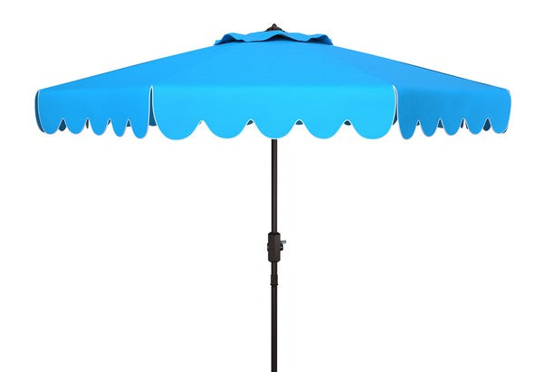 Safavieh Venice Single Scallop 9Ft Crank Outdoor Push Button Tilt Umbrella , PAT8010 - Pacific Blue