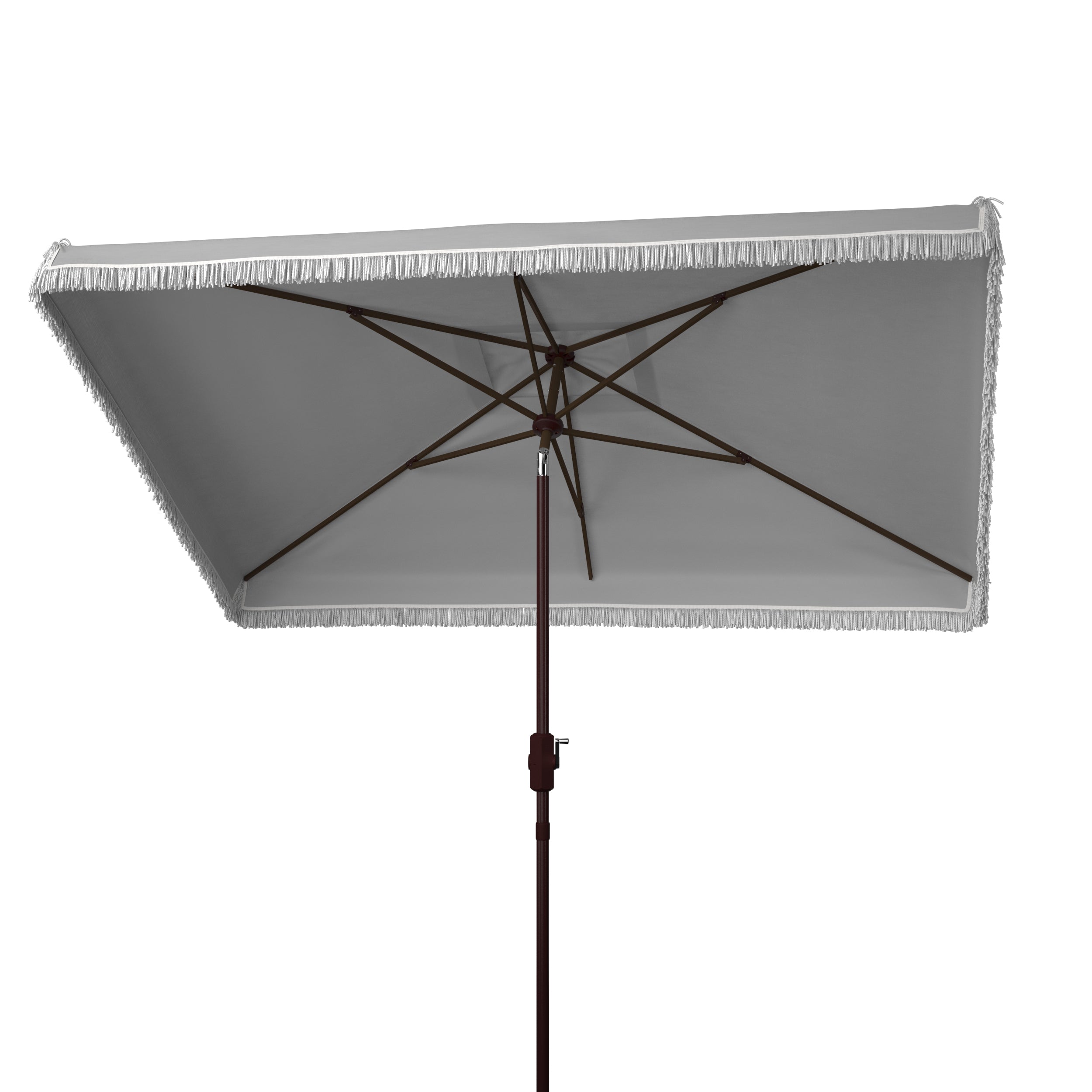 Safavieh Milan Fringe 6.5 X 10 Ft Rect Crank Umbrella , PAT8308 - Grey