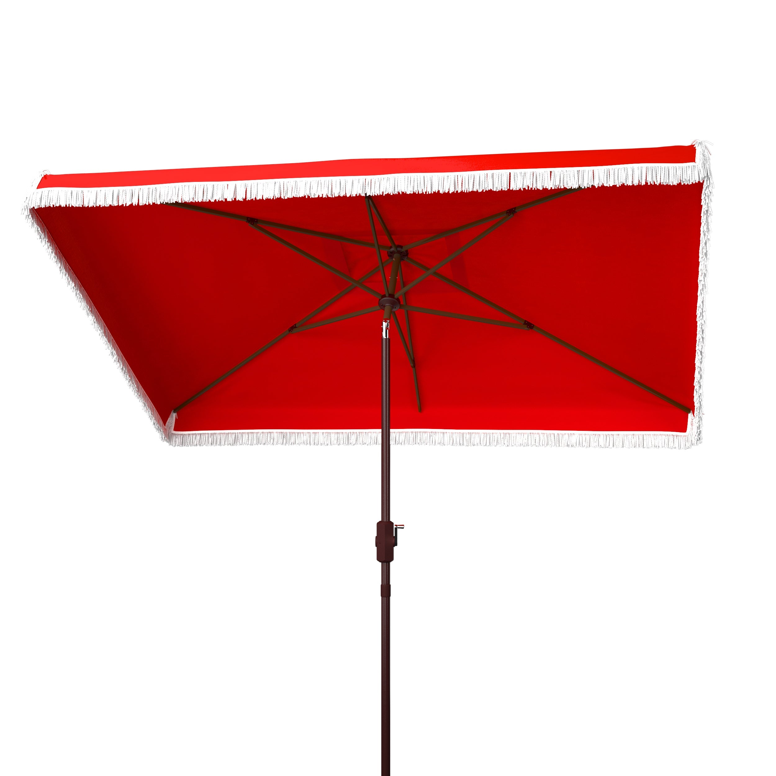 Safavieh Milan Fringe 6.5 X 10 Ft Rect Crank Umbrella , PAT8308 - Red