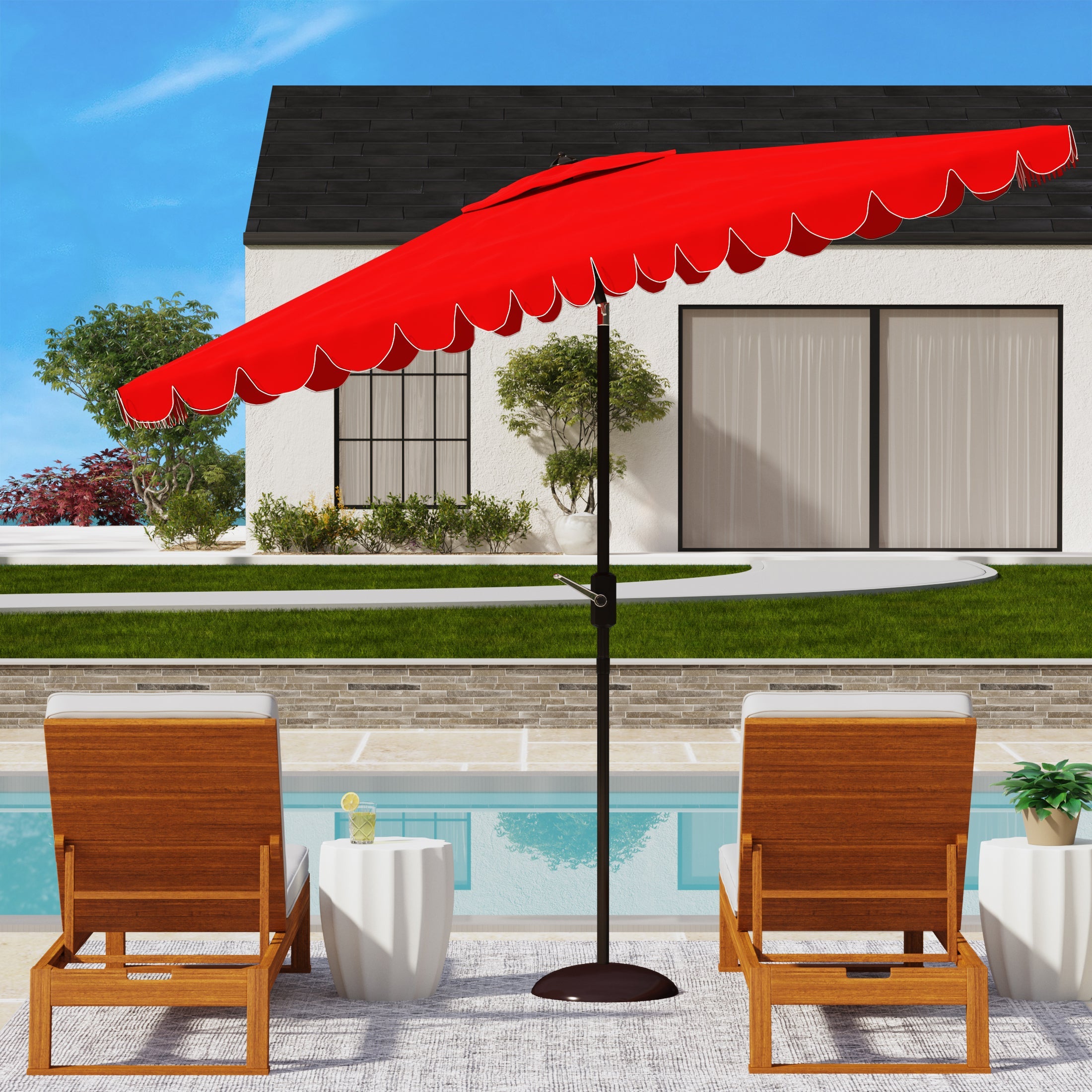 Safavieh Venice 6.5 X 10 Ft Rect Crank Umbrella , PAT8310 - Red