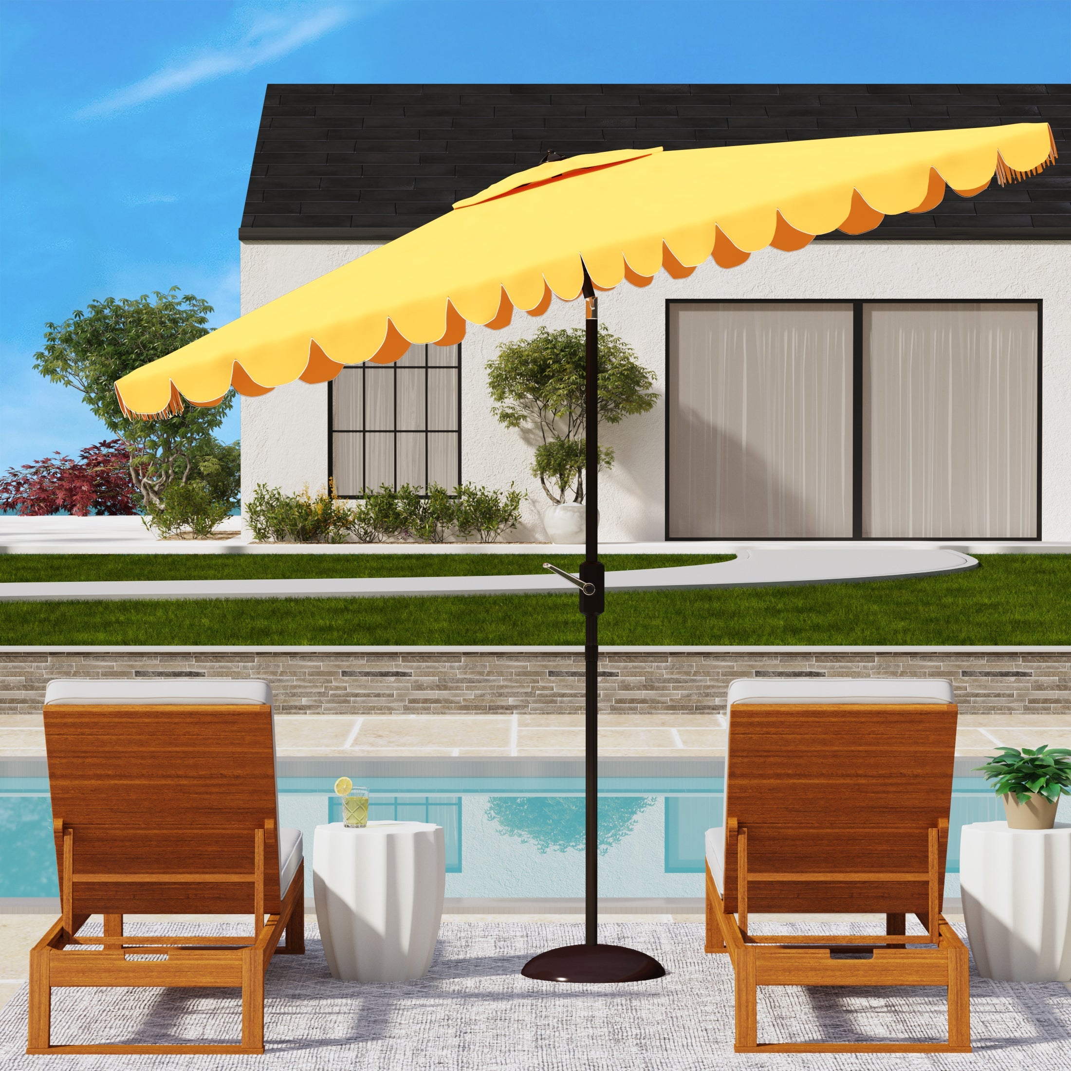 Safavieh Venice 6.5 X 10 Ft Rect Crank Umbrella , PAT8310 - Yellow