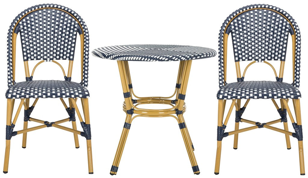 Safavieh Salcha 3 Piece Bistro Set, PAT9500 - Navy / White / Light Brown