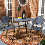 Safavieh Salcha 3 Piece Bistro Set, PAT9500 - Navy / White / Light Brown