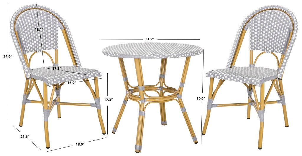 Safavieh Salcha 3 Piece Bistro Set, PAT9500 - Grey / White / Light Brown