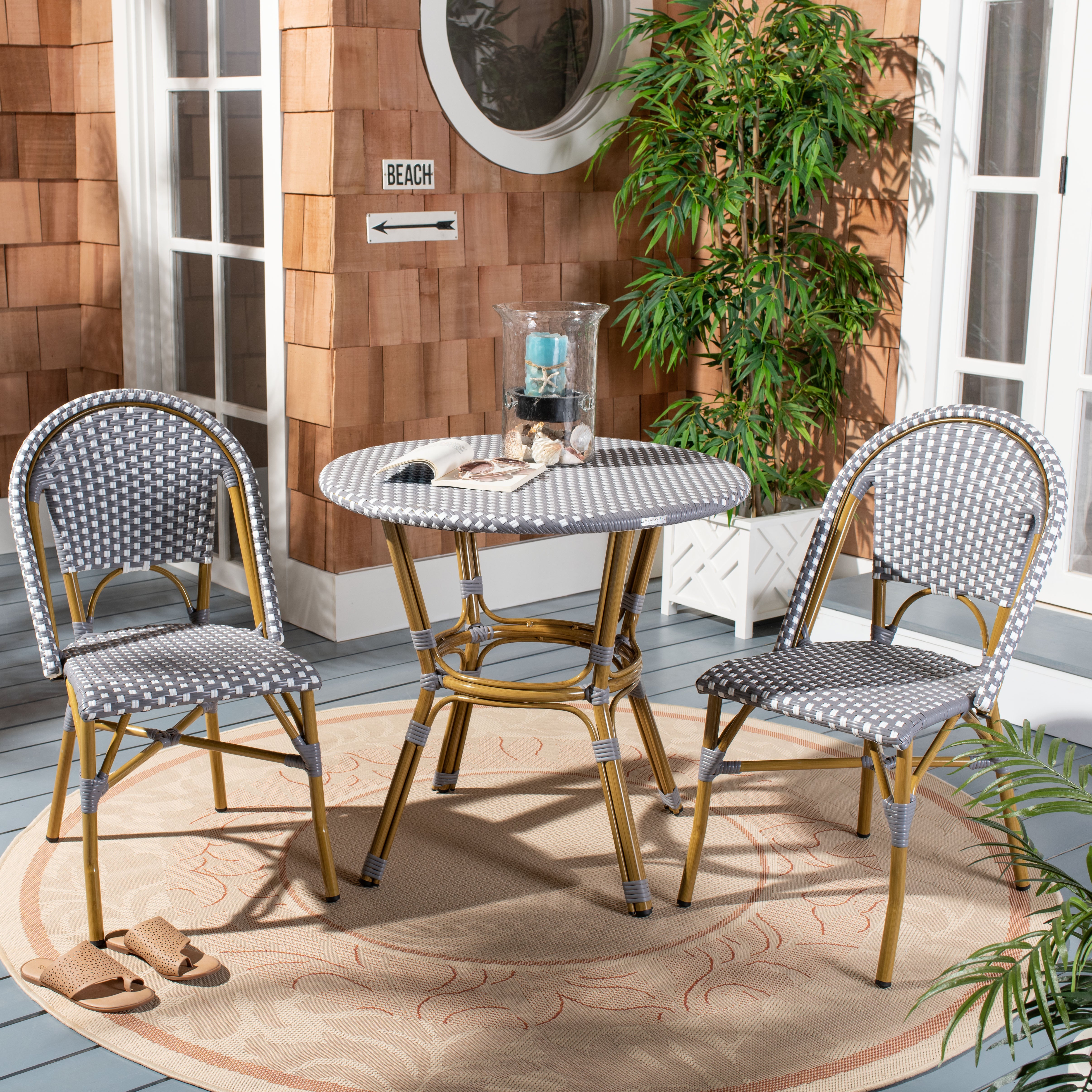 Safavieh Salcha 3 Piece Bistro Set, PAT9500 - Grey / White / Light Brown